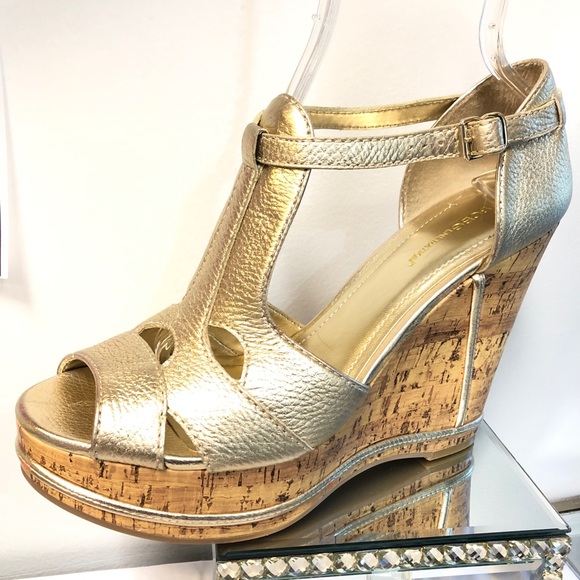 SOLD ❤️BCBGeneration Gold Metallic Wedges 11 - Picture 2 of 8